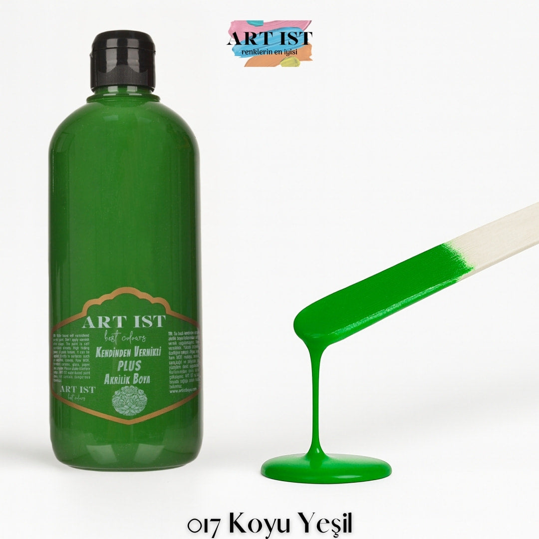 Kendinden Vernikli PLUS Vernikli Akrilik Boya 500ml – 017 Koyu Yesil