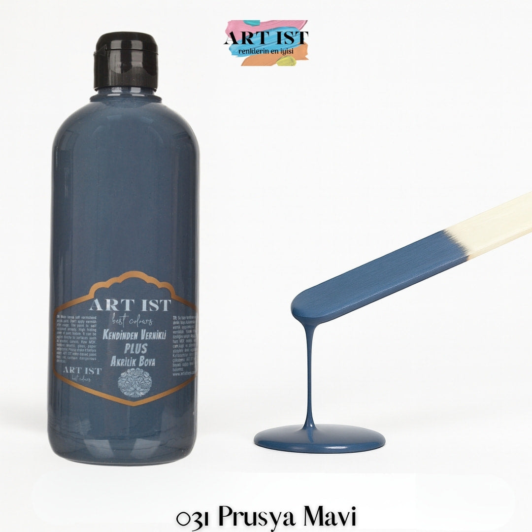 Kendinden Vernikli PLUS Vernikli Akrilik Boya 500ml – 031 Prusya Mavi