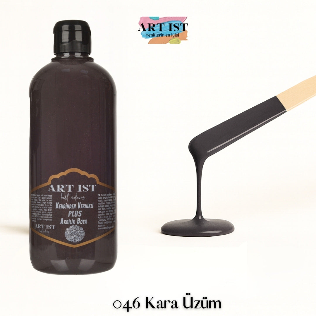 Kendinden Vernikli PLUS Vernikli Akrilik Boya 500ml – 046 Kara Uzum