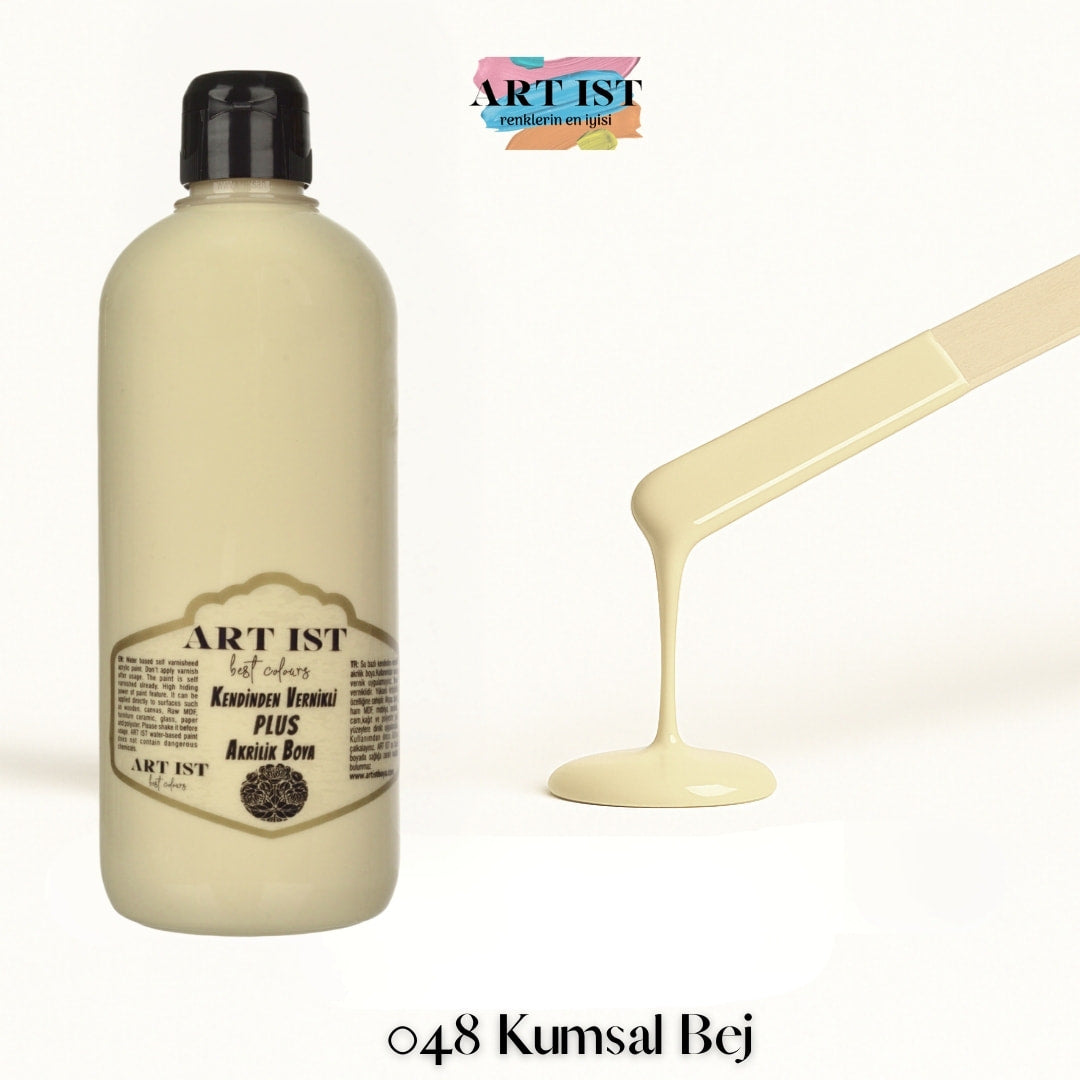 Kendinden Vernikli PLUS Vernikli Akrilik Boya 500ml – 048 Kumsal Bej