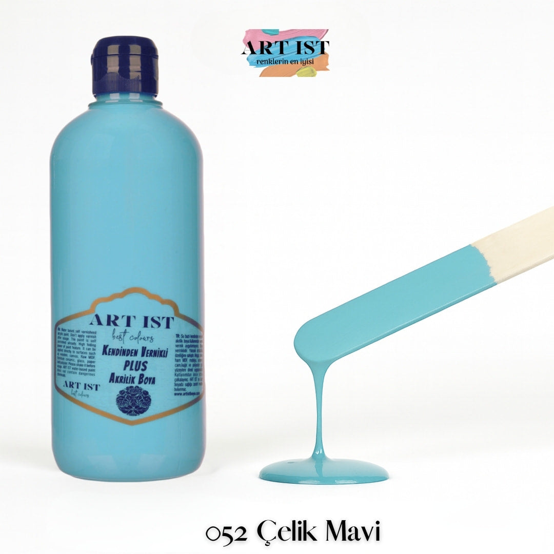 Kendinden Vernikli PLUS Vernikli Akrilik Boya 500ml – 052 Celik Mavi