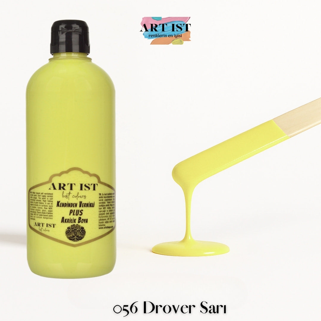 Kendinden Vernikli PLUS Vernikli Akrilik Boya 500ml – 056 Drover Sari