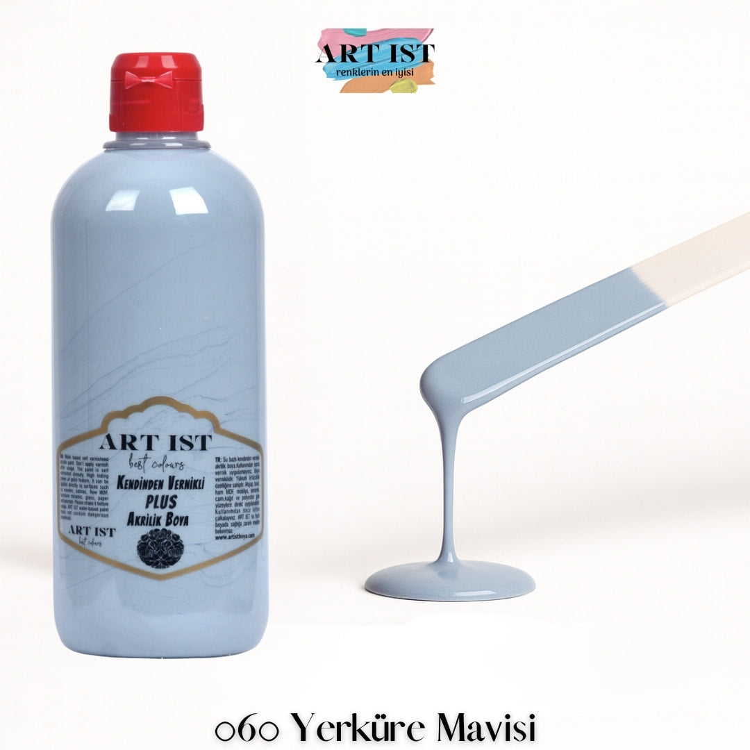 Kendinden Vernikli PLUS Vernikli Akrilik Boya 500ml – 060 Yerkure Mavisi