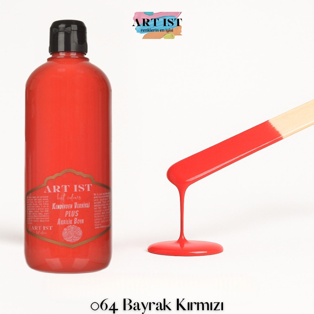 Kendinden Vernikli PLUS Vernikli Akrilik Boya 500ml – 064 Bayrak Kirmizi