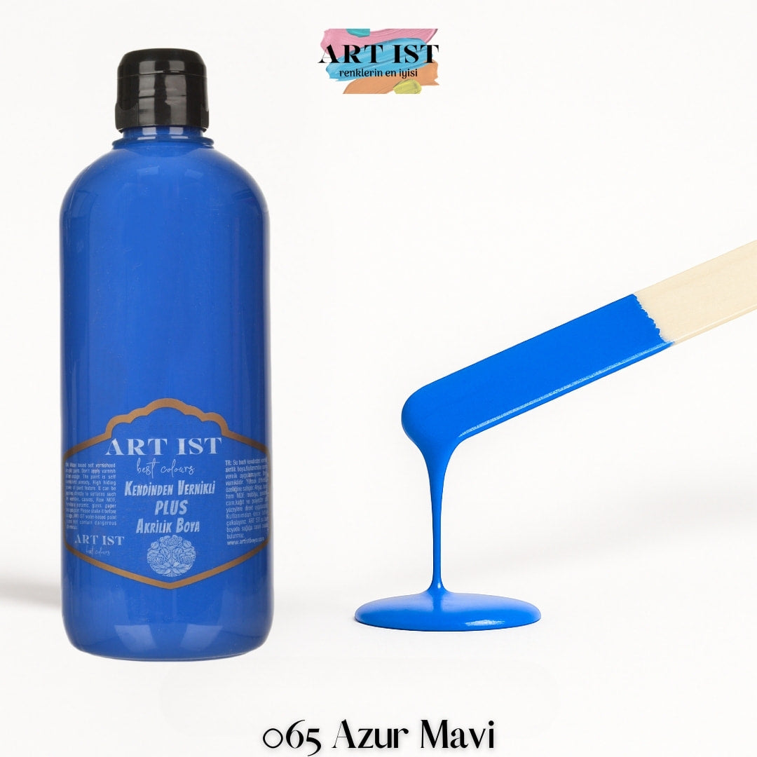 Kendinden Vernikli PLUS Vernikli Akrilik Boya 500ml – 065 Azur Mavi