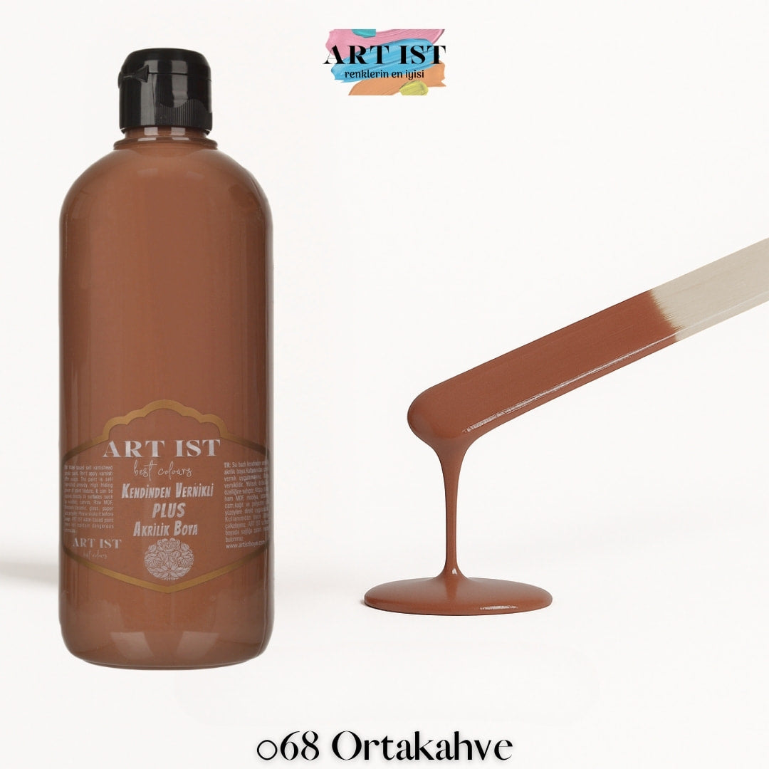 Kendinden Vernikli PLUS Vernikli Akrilik Boya 500ml – 068 Ortakahve