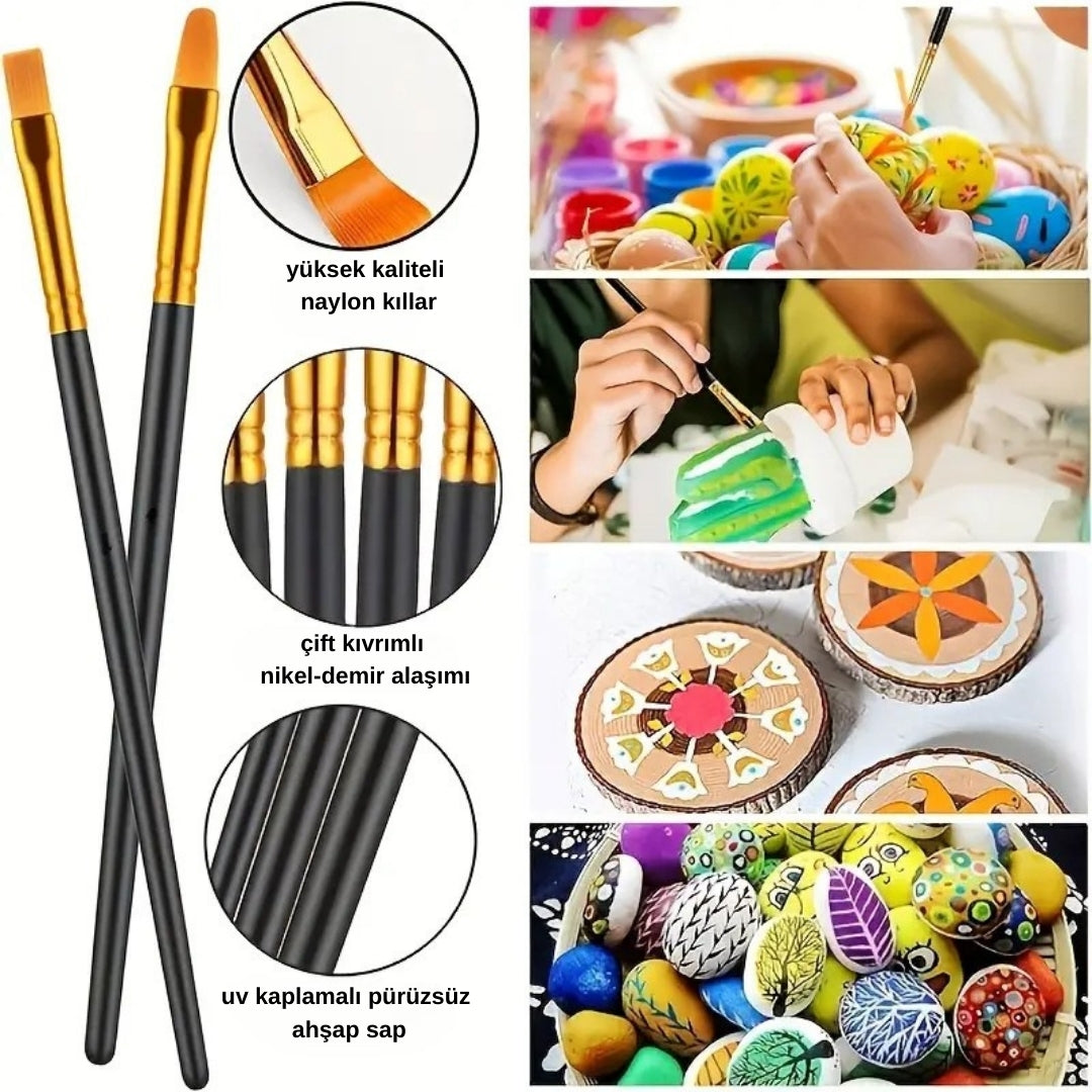 7'li Plastik Saplı Sanat Fırça Seti